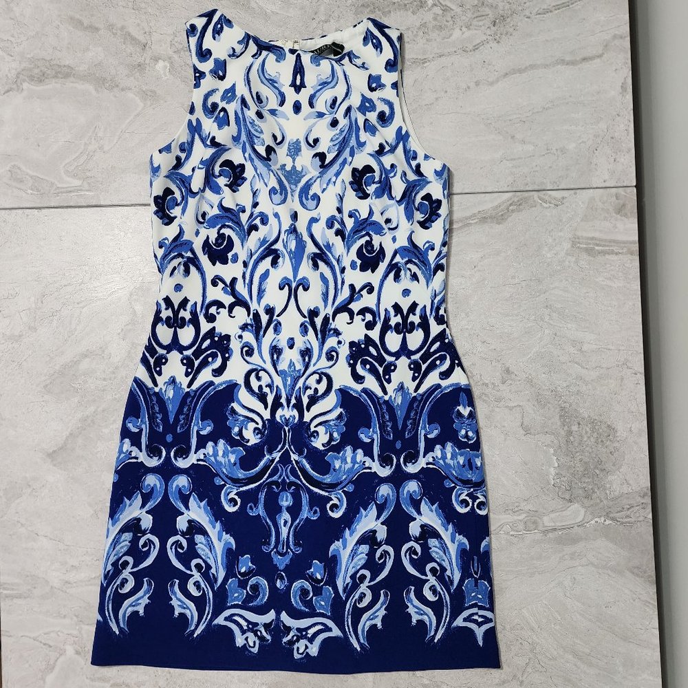 Lauren by Ralph Lauren Sleeveless Dress Women's Blue/White Size 8 NEW